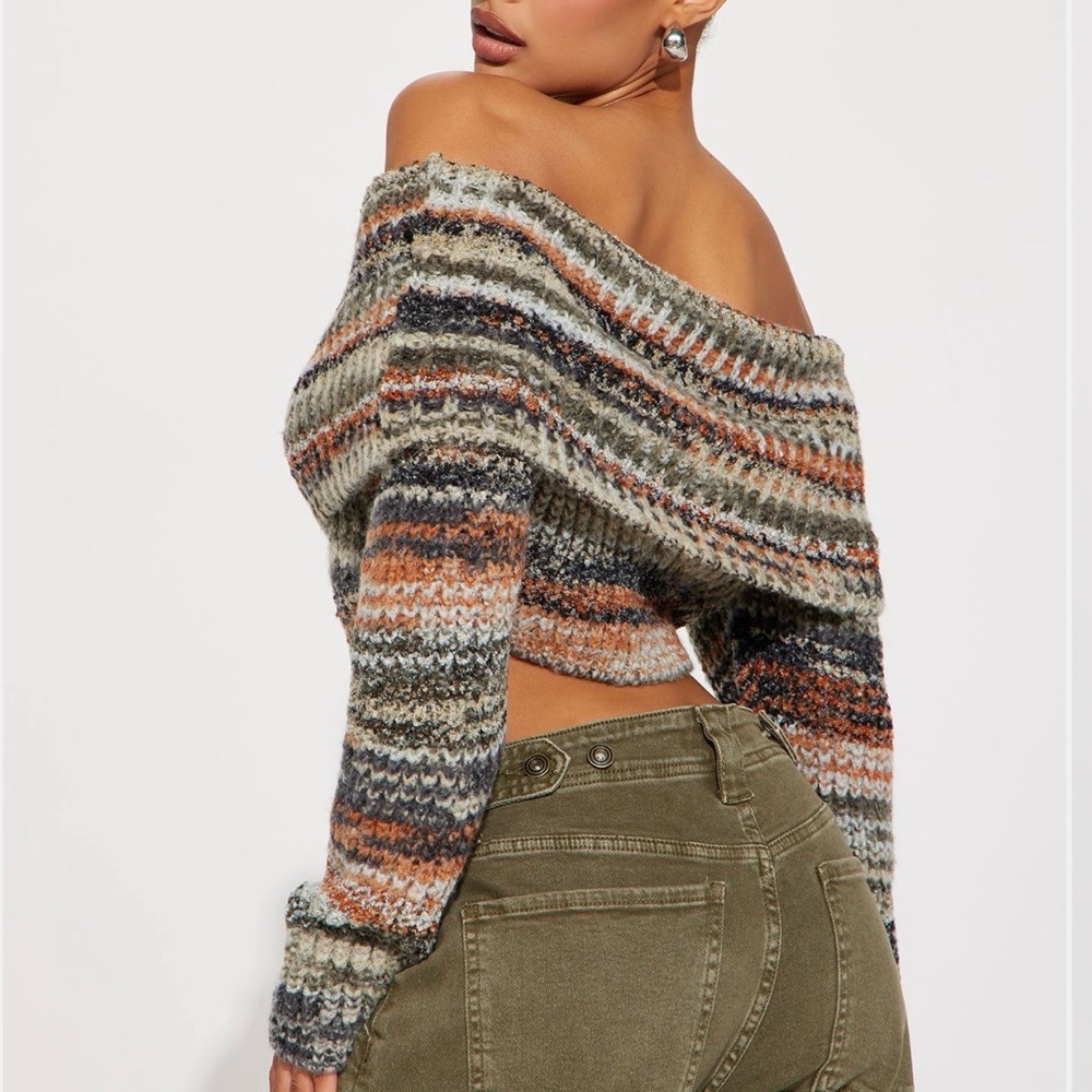 Fashion Nova Multicolor Off-Shoulder Sweater - Picture 3 of 4